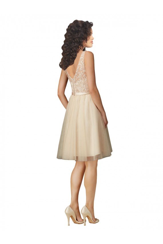 Cheapest Tulle Bridesmaid Dress with Embroidery and Beading UK