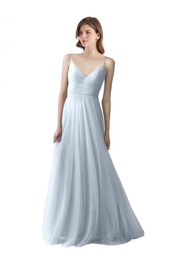 Cheapest Wrapped Ruched Natural Waist Slim Soft Tulle Bridesmaid Dress UK