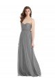 Cheapest Shirred Strapless Bodice Long Tulle Bridesmaid Dress with Sweetheart Neckline UK