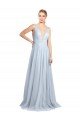 Cheapest Plunging Deep V-Neck Long Tulle Bridesmaid Dress with V-Back UK