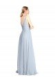 Cheapest Plunging Deep V-Neck Long Tulle Bridesmaid Dress with V-Back UK
