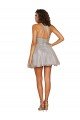 Cheapest Halter Neckline Criss Cross Back Short Cocktail Dress with Beaded Lace Bodice UK