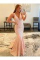 Cheapest Deep V-Neck Sleeveless Long Low Back Velvet Sequin Prom Dress UK