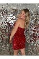 Cheapest Sweetheart Sleeveless Short Velvet Sequin Homecoming Dress / Prom Dress UK