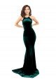 Cheapest High Neck Formal Stretch Velvet Bridesmaid Dress / Prom Dress with Black Lace Embroidery UK