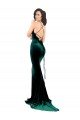 Cheapest High Neck Formal Stretch Velvet Bridesmaid Dress / Prom Dress with Black Lace Embroidery UK