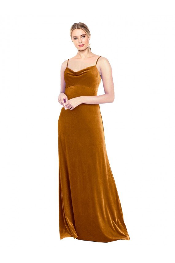 Cheapest Long Velvet Cowl Neck Slip Bridesmaid Dress / Prom Dress UK
