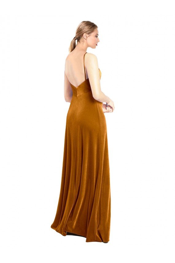 Cheapest Long Velvet Cowl Neck Slip Bridesmaid Dress / Prom Dress UK