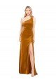 Cheapest Sleek One Shoulder Long Formal Velvet Bridesmaid Dress / Prom Dress UK