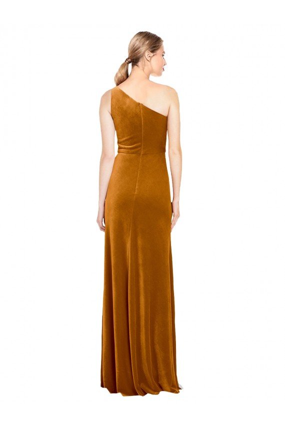 Cheapest Sleek One Shoulder Long Formal Velvet Bridesmaid Dress / Prom Dress UK