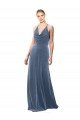 Cheapest Halter Cowl Neck Long A-Line Velvet Bridesmaid Dress / Prom Dress with Keyhole Back UK