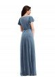 Cheapest Flutter Sleeve Velvet Wrap Maxi Bridesmaid Dress / Prom Dress with Pockets UK