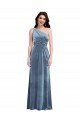 Cheapest One Shoulder Draped Velvet Maxi Bridesmaid Dress / Prom Dress UK
