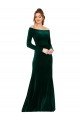 Cheapest Off the Shoulder Long Sleeves Formal Stretch Velvet Bridesmaid Dress / Prom Dress UK