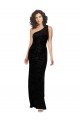 Cheapest One Shoulder Long Sheath Sleeveless Floral Velvet Bridesmaid Dress UK