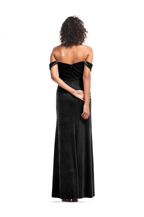 Cheapest Off the Shoulder Drapped Sleeves Formal Stretch Velvet Bridesmaid Dress / Prom Dress UK
