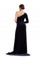 Cheapest One Sleeve Long Formal Velvet Bridesmaid Dress / Prom Dress with Thigh High Split UK