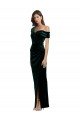 Cheapest Long Asymmetric Neckline Ruched Formal Velvet Bridesmaid Dress / Prom Dress UK